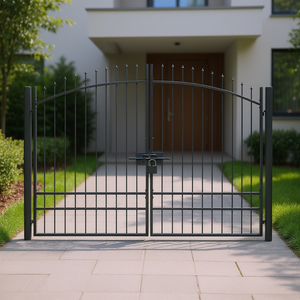 Cancello Doppio con Serratura Grigio 400 X 199,5 Cm in Acciaio per Uso Domestico - Product Image 2