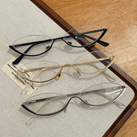 Montures optiques tendance pour femmes, lunettes anti-lumière bleue pour myopie, montures de lunettes en métal haut de gamme, ovales rétro, semi-cerclées