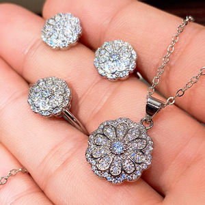 Set di gioielli da sposa per donna, collana, orecchini, anello, regalo alla moda - Product Image 1