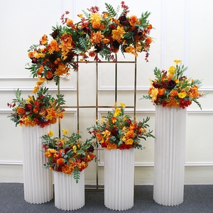 Fleur d'angle artificielle <span class=keywords><strong>bordeaux</strong></span> Orange, rangée de feuilles, plantes, Rose, boule florale, arc de mariage, événements de fête, Arrangement de décor de toile de fond - Product Image 3