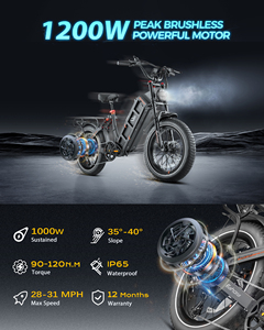 Bicicleta eléctrica híbrida retro de alta calidad de 1200W, 52V, con llantas gruesas, batería de 60AH, modelo V20, cuadro de acero de 60ah. - Product Image 4