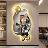 Décoration murale moderne pour chambre d'enfant : Peinture murale LED personnalisée avec ballon astronaute de dessin animé et lumière LED intégrée