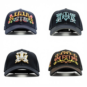 Nhanh chóng vận chuyển chất lượng cao tùy chỉnh thêu Rhinestone Logo 5 Bảng điều chỉnh cong vành cá nhân hip hop thể thao Mũ bóng chày mũ - Product Image 3