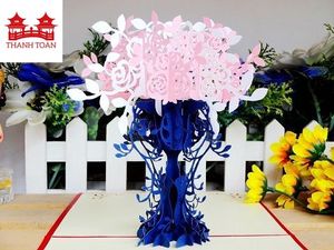 Carte pop-up 3D, pot de rose haut de gamme, magnifique carte de vœux florale rose pour anniversaire, mariage, cadeau d'anniversaire de mariage - Product Image 1