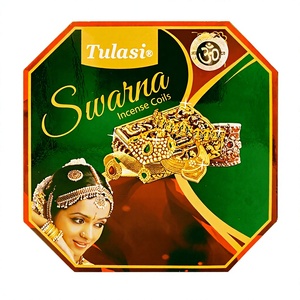 Incienso de madera de ciprés indio Aroma Tulasi Swarna en espiral, perfumado, para uso religioso, diseño dorado, para todas las estaciones, duración de 24 horas. - Product Image 3