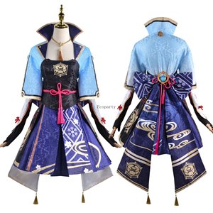 Jeu <span class=keywords><strong>Genshin</strong></span> <span class=keywords><strong>Impact</strong></span> <span class=keywords><strong>Kamisato</strong></span> Ayaka Cosplay Costume Ayaka Outfit Fan Dress Perruque Cosplay Anime pour Halloween Role Play Hand Fan Perruque - Product Image 1