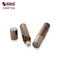 Flacon roll-on en verre ambré vide de 10 ml, sans fuite, applicateur pour huiles essentielles