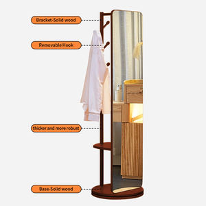 Colgador de ropa minimalista de madera maciza giratorio, <span class=keywords><strong>espejo</strong></span> de tocador de pie de gama alta, <span class=keywords><strong>espejo</strong></span> de cuerpo entero con perchero - Product Image 1
