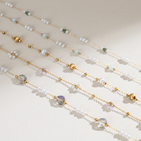 Collar de Piedras Naturales Brillantes para Mujer, Chapado en Oro PVD, Hipoalergénico, Encantador Brillo Radiante para San Valentín, Joyería Deslumbrante