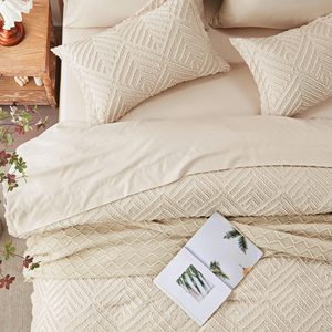 Toda a temporada cama de solteiro capa de edredão conjunto padrão listrado macio leve cama conjunto com fronha cor lisa colcha conjunto de cama - Product Image 1