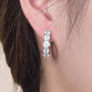 Pendientes de Aro Redondos Plateados con Moissanita Estilo Hip-Hop para Mujer, Clásicos, Chapados en Rodio, con Silicona, Regalo para Mujer - Product Image 5