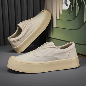 Zapatos Casuales de Hombre Sin Cordones, Color Sólido, Punta Redonda, Suela de Goma Gruesa, Estilo Moderno para Caminar en Todas las Temporadas - Product Image 4