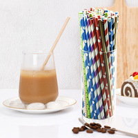 Pailles en papier biodégradables colorées de 6 mm, 8 mm, 12 mm, avec impression personnalisée, pour boissons froides, café glacé, thé au lait