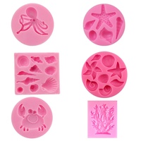 Moule à gâteau en silicone Thème Vie Marine Sous-Marine, pour Fondant, Chocolat, Bonbons, Décoration DIY, Compatible Four, Flexible