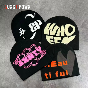 Fabricante de gorros BSCI, gorros de Cachemira de lana merino de alta calidad, gorro de calavera Jacquard, gorros de invierno tejidos, gorros con logotipo personalizado - Product Image 2