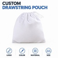 Sacs cadeaux en coton blanc avec cordon de serrage pour les faveurs de mariage, les boutiques, l'emballage de détail, fournisseur de logos personnalisés