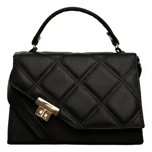 Sac de poitrine matelassé noir Fana Special pour femme, motif « I Love Her », bandoulière en similicuir végétalien - Product Image 1