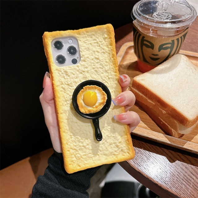 Mobile Phone Case Toast Bread Phone Cover for iPhone Luxury Shockproof Cover Silicone Phone Case for iPhone 14 Pro 15 Max 16