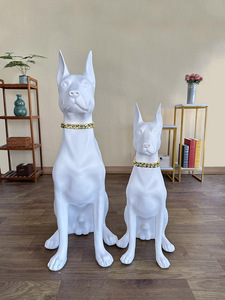 Estatua de perro <span class=keywords><strong>Doberman</strong></span> de tamaño real de lujo, decoración creativa de resina para jardín, soporte artesanal, adornos, esculturas de perro, Navidad, Halloween - Product Image 5