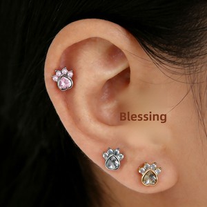 Piercing unisexe en alliage de titane F136, 09 dents, filetage interne, motif griffe de chat, zircon, <span class=keywords><strong>pour</strong></span> <span class=keywords><strong>oreille</strong></span>, cartilage, lèvre, mariage - Product Image 3