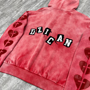 500 Gsm Streetwear algodón desgastado Zip Hoodie impresión personalizada gráfico peso pesado Hoodie ácido lavado de gran tamaño Zip up Hoodie - Product Image 6