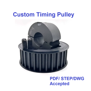 Poulie de distribution personnalisée HTD 3M 5M 8M AT5 AT10 T5 T10 avec bague de serrage conique <span class=keywords><strong>en</strong></span> aluminium et acier - Product Image 1
