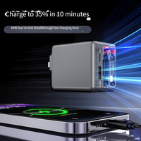 TKT 45W PD tête de charge rapide Gan (nitrure de gallium) chargeur secteur câble USB rétractable OTP OVP prise pliable chargeur de voyage