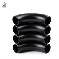 ASME B16.9 A234 WPB Cat Hitam 90 Derajat Sambungan Las Baja Karbon DN150 SCH160 LR untuk Ekstraksi Pasir Minyak Kanada