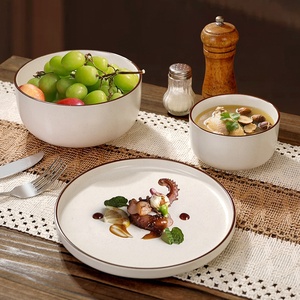 Juego <span class=keywords><strong>de</strong></span> Vajilla <span class=keywords><strong>de</strong></span> Porcelana Minimalista con Líneas Negras, Estilo Europeo, Libre <span class=keywords><strong>de</strong></span> BPA, Ecológico, Apto para Microondas y Lavavajillas - Product Image 4