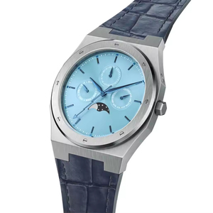 Reloj de Hombre de Moda con Cronógrafo, Caja de Acero Inoxidable de Alta Gama, Movimiento SR626SW, Correa de Cuero - Product Image 1