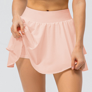 Jupe de sport décontractée pour femme, taille européenne OEM, légère, 3 couches, ourlet irrégulier, short intégré, poche, tennis - Product Image 2