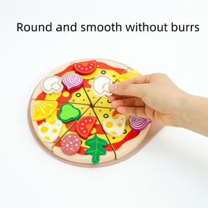 Juego de cocina de imitación de madera Unisex, juego de cocina educativo para cortar Pizza, juguetes de cocina para niños, juego de cocina de madera, juego de pizza de madera - Product Image 2