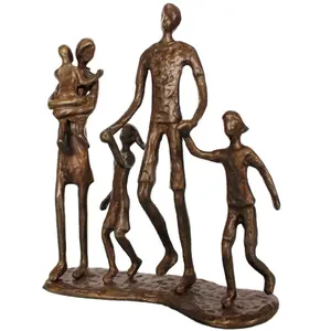 घर की सजावट के लिए कच्चा लोहा पीतल की मूर्ति पवित्र परिवार मूर्तियों