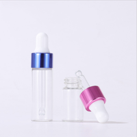 1ml 2ml 3ml Mini-Glas-Tropf flasche Klare bernstein farbene kleine Glas proben flaschen mit schwarzer silberner Kappe