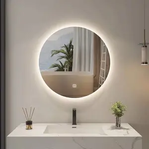 Miroir de salle de bain intelligent LED de haute qualité Miroir mural de forme carrée avec changement de température de couleur pour chambre et salle de bain