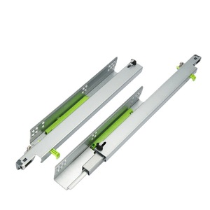 Riel deslizante de tres secciones con soporte inferior, de acero de 2.5 mm, con amortiguación hidráulica para cajones de muebles de oficina - Product Image 2