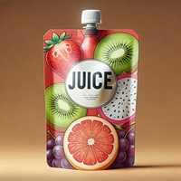 Pochettes souples personnalisables pour liquides alimentaires, avec bouchon à vis facile, étanches, design écologique pour la vente au détail.