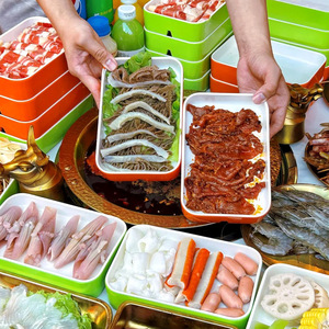 Seven Shopkeepers Self-Service Hot Pot Restaurant <b>Plates</b>, Skewers, Coriander Boxes, <b>Melamine</b> Barbecue Restaurant Cutlery, - Product Image 1