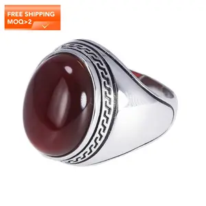 Anillo de plata s925 para hombre, diseño sencillo, turco, piedras, forma ovalada, ónix, pavo, joyería