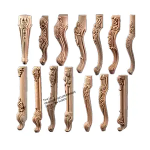 Bois massif Sculpté Perles et Feuille Jambe pieds de table en bois non fini table jambe