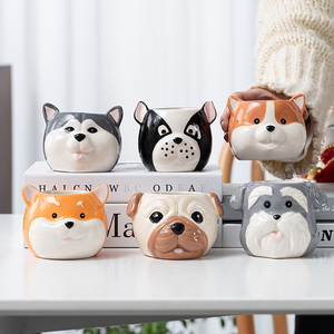 Adorable Pot de Fleurs en Céramique Émaillée en Forme de Corgi, Petits Pots d'Animaux pour Succulentes Maison Bureau Centre Commercial - Product Image 4