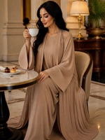 Abaya plissée élégante en polyester YSYL avec technique de couture raffinée, robe longue maxi modeste pour femmes musulmanes, idéale pour le quotidien, les fêtes et les mariages