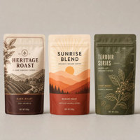 Sachet refermable personnalisé pour poudre de café, avec fermeture éclair, qualité alimentaire, vide, sans contenu inclus