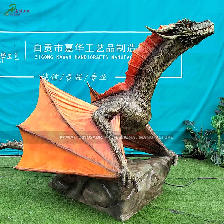 Patung Naga Animatronik Kustom dengan Sayap Model Naga Realistis Pabrik Cina