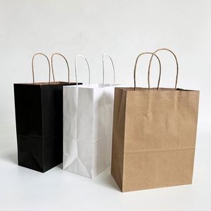 OEM <b>Cheap</b> Paper Bags Custom Logo Print Takeaway Restaurant Brown Kraft Paper Shopping Bag With Handle - Product Image 5