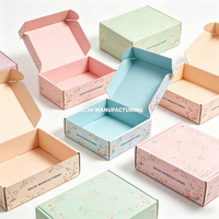 Boîte d'expédition ondulée à motif mignon style macaron pour accessoires de mode féminins, vente en gros
