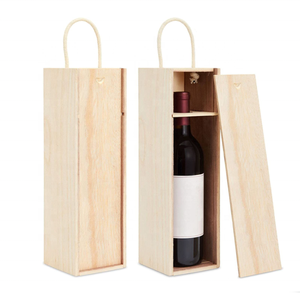 Paulownia blank natural case container unfinished storage sinegle bottle wine box wood slide top box for crafts