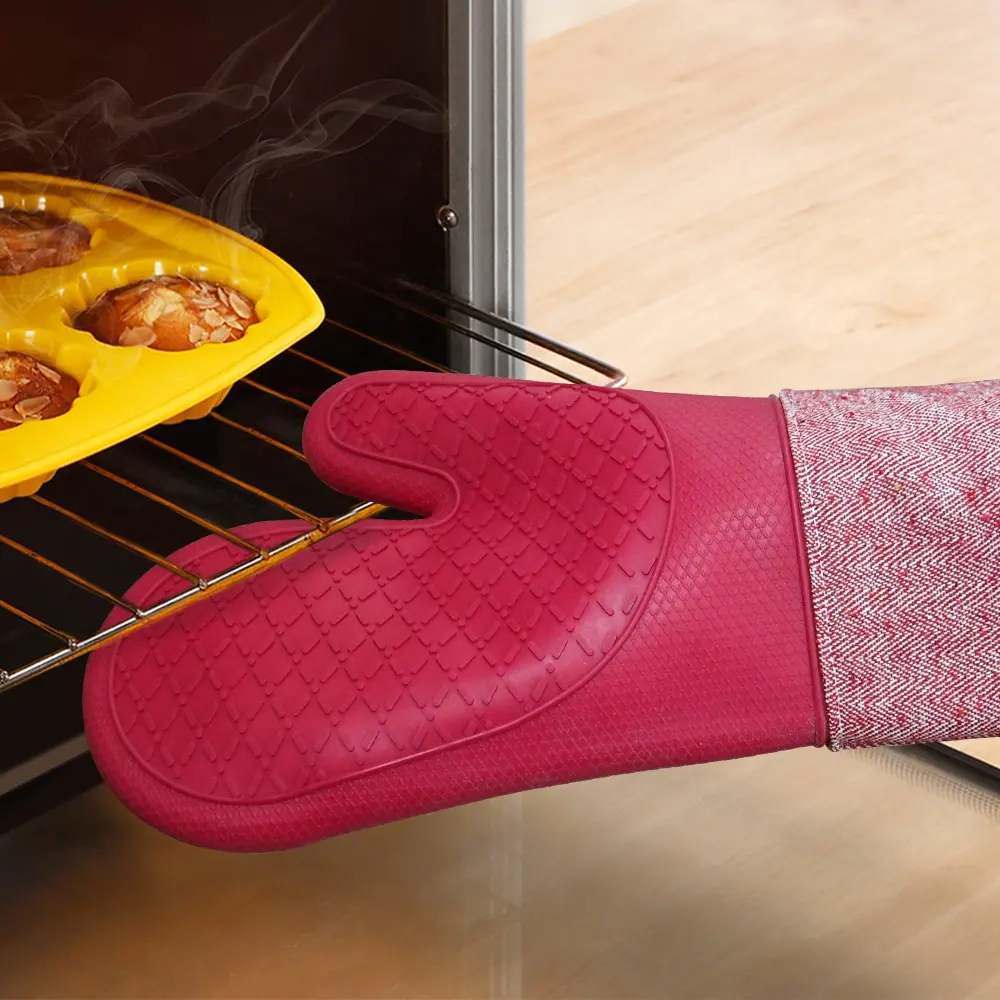 電子レンジと調理用ベーキングオーブンミットシリコン耐熱ウォッシャブルキッチンオーブングローブ