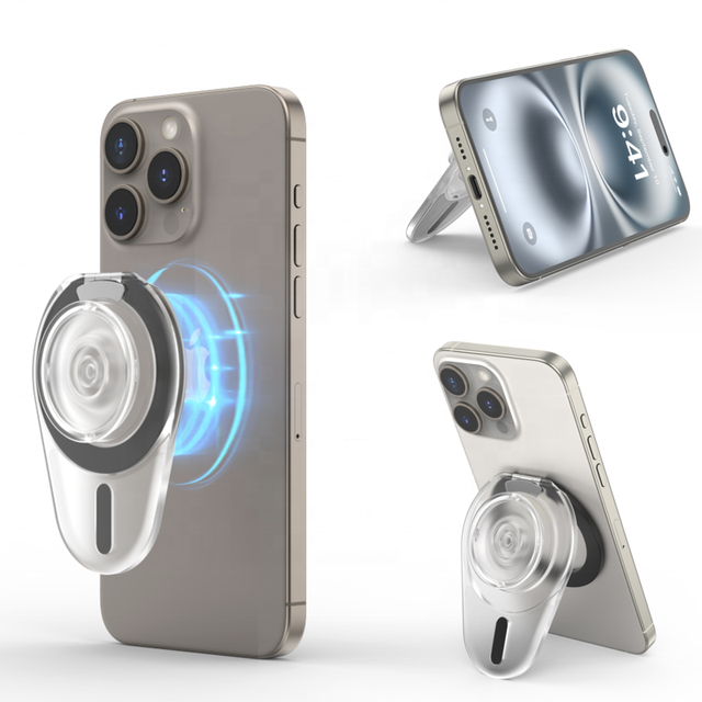 Stable Portrait Landscape Multi-View Transparent PC 360 Rotating 150 Foldable Kickstand for Premium Magnetic Phone Grip Stand