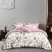 Parure de draps en coton sur mesure 3 pièces : 1 drap plat et 2 taies d'oreiller imprimées florales